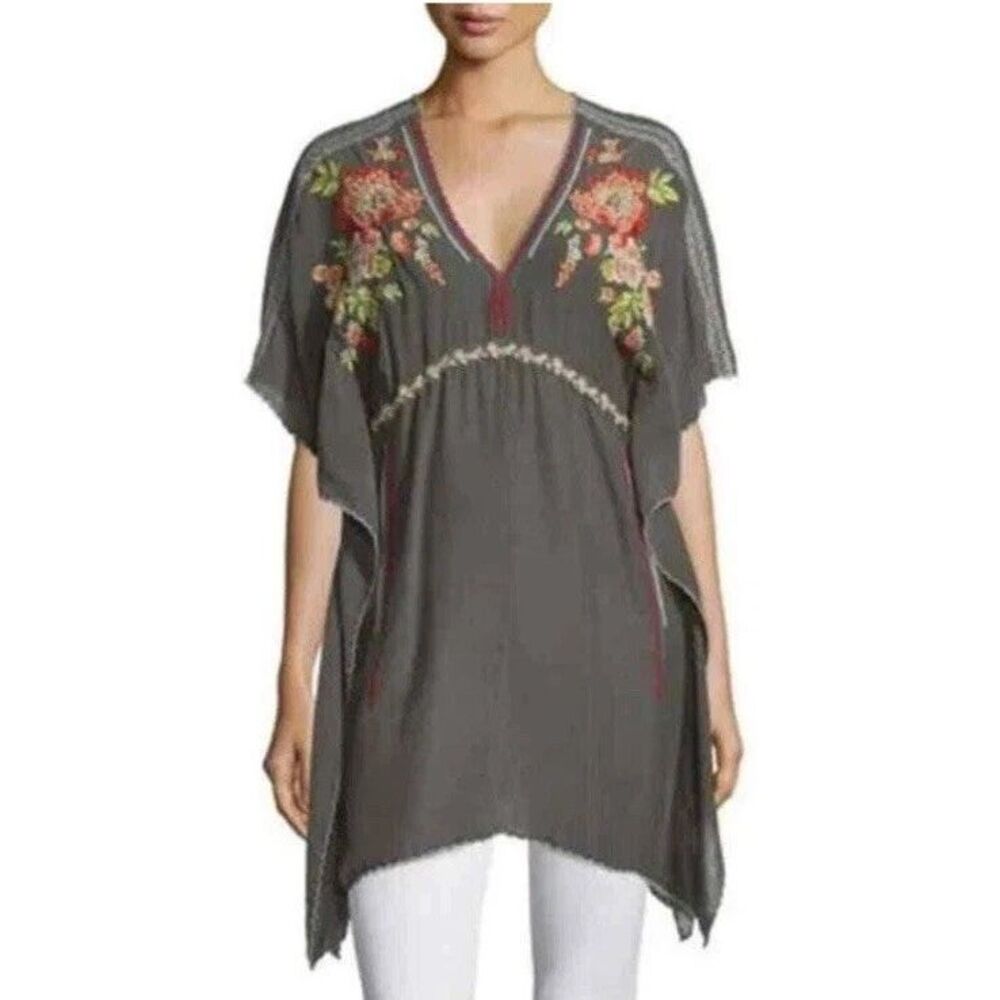 Johnny Was Sz S Cherise V-Neck Embroidered Poncho Tunic VERY GOOD